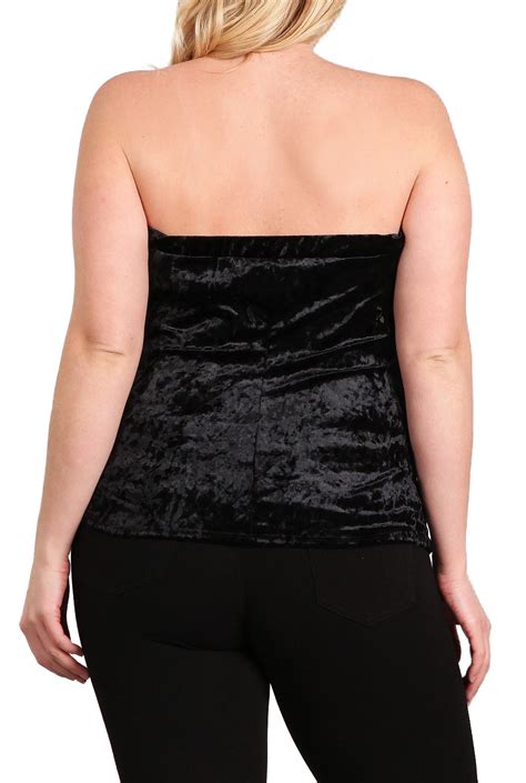 Plus Size Strapless Top Black Velvet 18329 Evogues Apparel