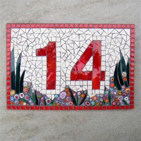 Custom Mosaic House Number Sign Plaque Street Address Yard Art