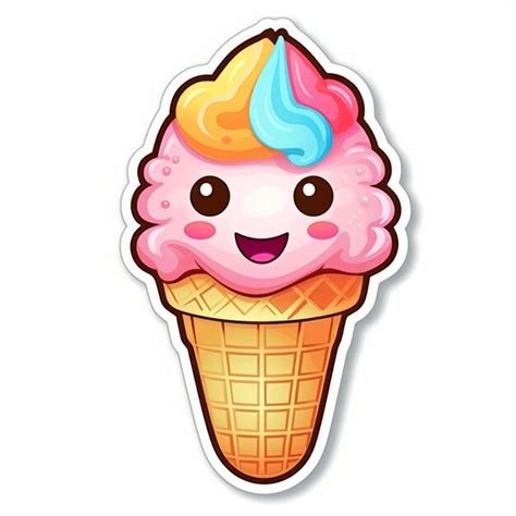 Premium Ai Image A Sticker Of A Pink Ice Cream Cone With A Blue And