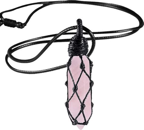 Nupuyai Hexagonal Crystal Point Handmade Wire Wrapped Stone Pendant