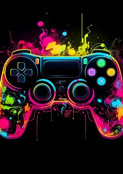 Neon Gaming Controller Posters And Prints By Revishqy Printler