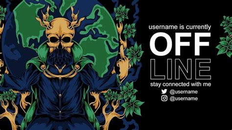 Premium Vector | Savage skull illustration offline banner for twitch