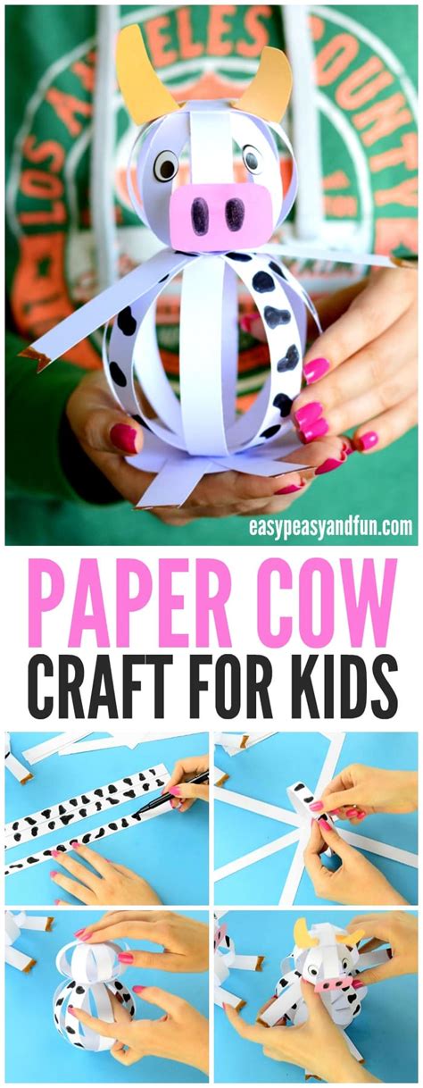 Easy Paper Cow Craft - Farm Animal Craft Ideas - Easy Peasy and Fun