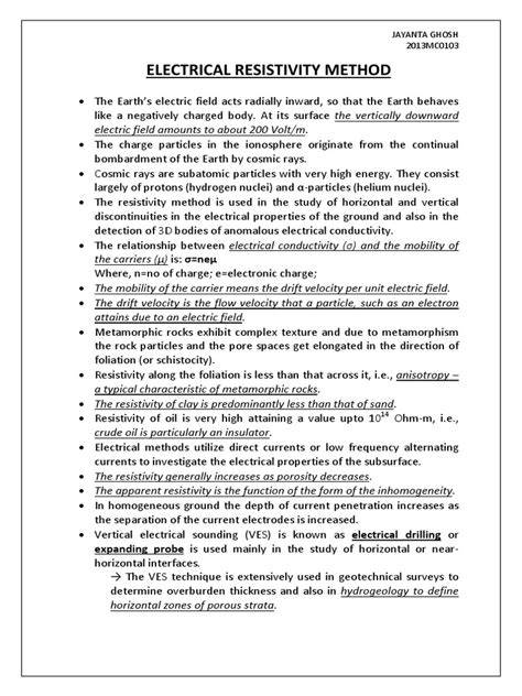 10.resistivity Method | PDF | Electrical Resistivity And Conductivity | Electric Current