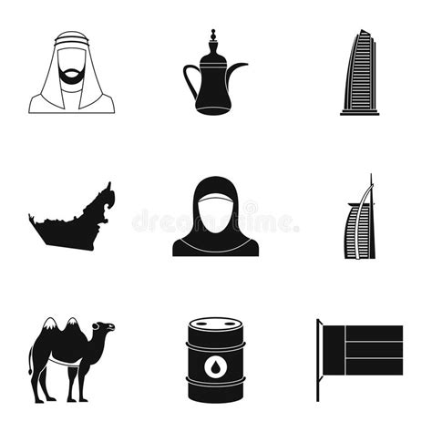 El Estado De Los Iconos De Los UAE Fijó Estilo Simple Ilustración del