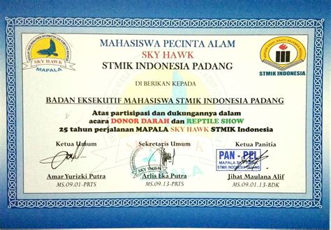 Sertifikat Donor Darah Dan Reptile Show Saat Menjabat Prema Stmik