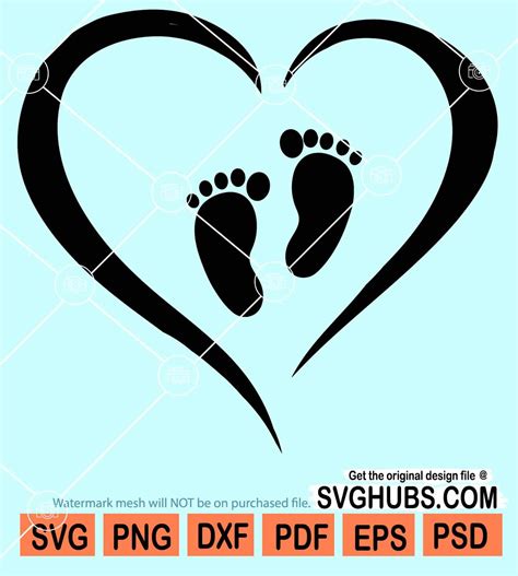 Baby Feet Heart Clipart