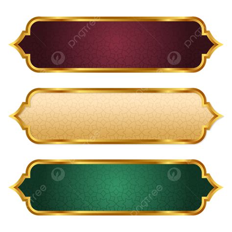 Conjunto De Marco De Título De Banner Islámico árabe Dorado De Lujo Decorativo Png Fondo