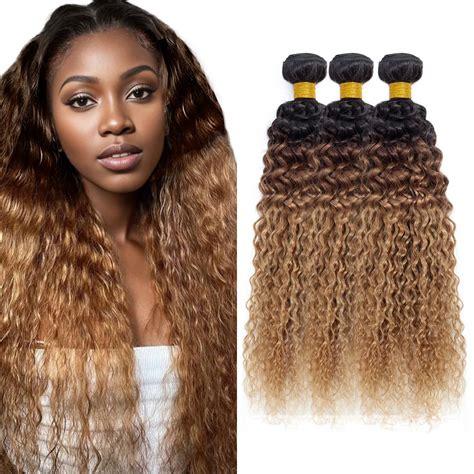 Amazon T1B 4 27 Bundles Ombre Water Wave Human Hair Bundles