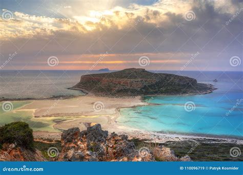 Sunset Over Beautiful Balos Beach Stock Image - Image of coast, crete ...