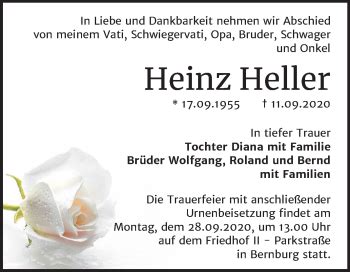 Traueranzeigen Von Heinz Heller Abschied Nehmen De