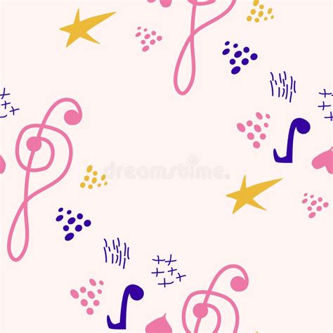 Abstract Music Notes Seamless Pattern Background Musical Illustration