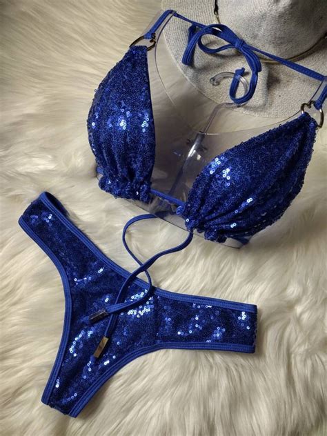 Royal Blue Sequin Bikini Etsy