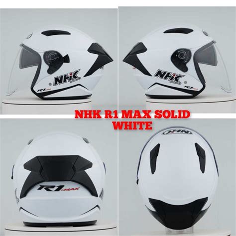 Jual Helm Nhk R Max Solid White Glossy Putih Kilat Double Visor Half