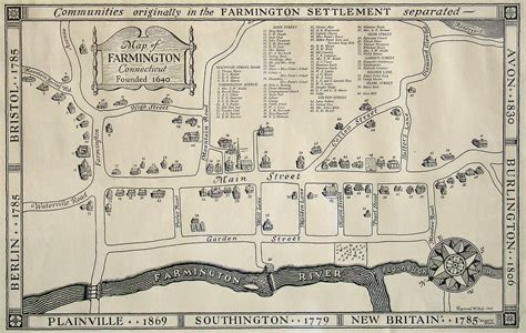 (Connecticut) Map of Farmington Connecticut Founded 1640 – The Old Map ...