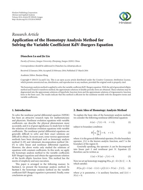 Pdf Application Of The Homotopy Analysis Method For Solving The