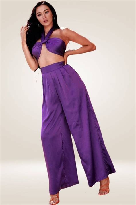 Purple Two Piece Pants Set Purple M Two Piece Pants Set Purple