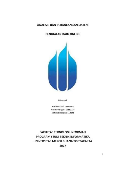 Pdf Analisis Dan Perancangan Sistem Penjualan Baju Onlineebookrepomercubuana Yogyaacidfti