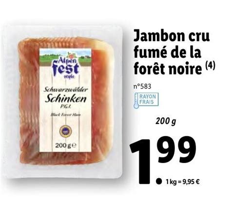 Promo Jambon Cru Fum De La For T Noire Chez Lidl