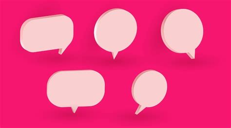 Premium Vector 3d Pink Speech Bubble Chat Icon Collection Set Poster And Sticker Concept Banner