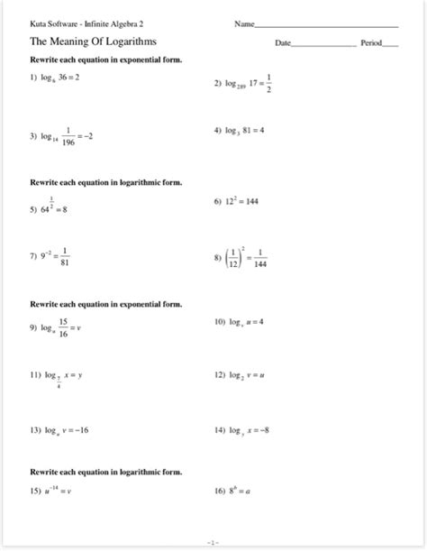 Solved Kuta Software Infinite Algebra 2 Name The Meaning