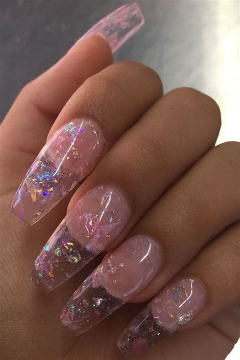 33 Gorgeous Clear Nail Designs To Inspire You Pink Acrylic Nails