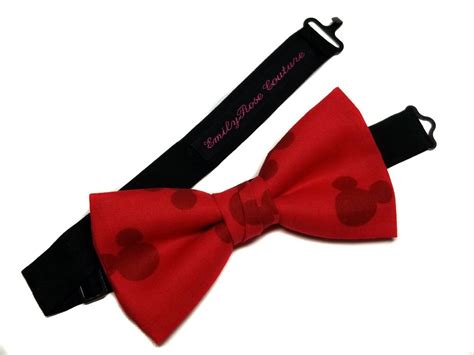 Classic Mickey Mouse Bow Tie- Mickey Mouse Shadows Bow Tie- Gray or Red- Adjustable Neck Strap ...