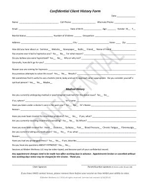 Fillable Online Confidential Client History Form Fax Email Print