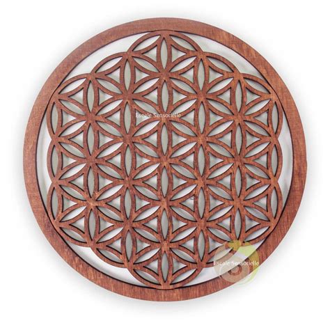 Plateau Fleur De Vie Bois Brun Pour Applique Ou Mandala Escale