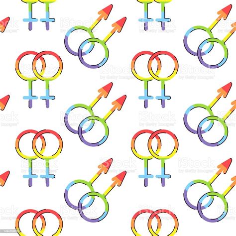 Lgbt Gender Seamless Pattern Vector Pattern With Female And Male Gender Symbols Doodle Style Sex