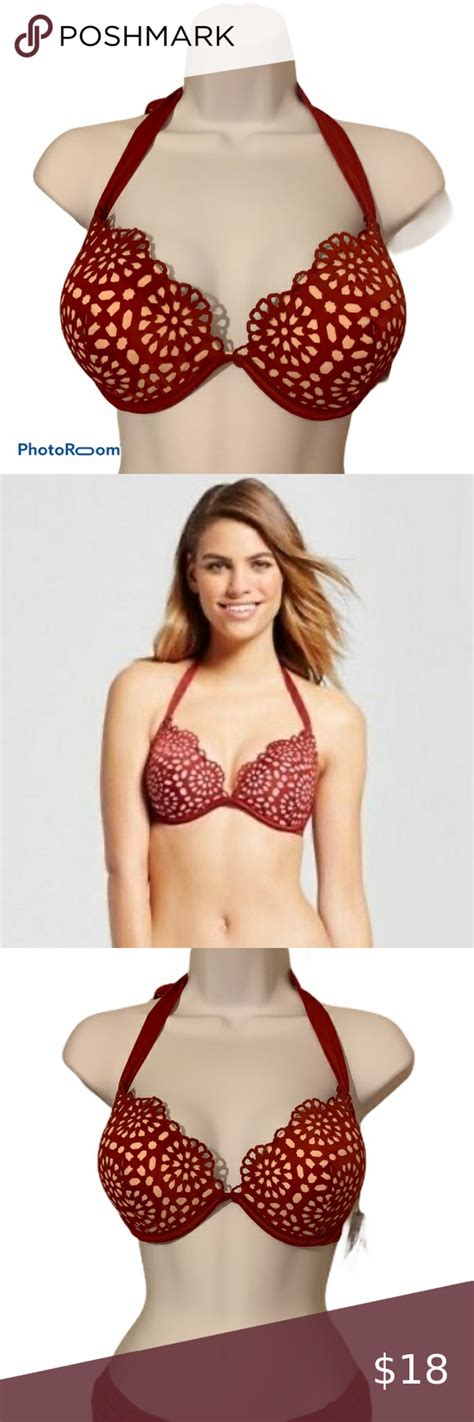 NWT Shade Shore Push Up Halter Bikini Top 38B Halter Bikini Top