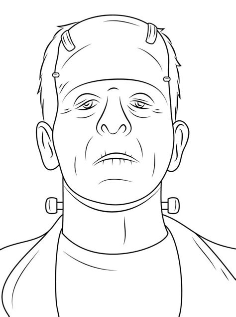 Coloriage Portrait de Frankenstein réel dessin gratuit à imprimer