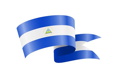 Vetores De Agitando A Bandeira Da Nicarágua Bandeira Nacional De Agitação Em Um Fundo Branco E