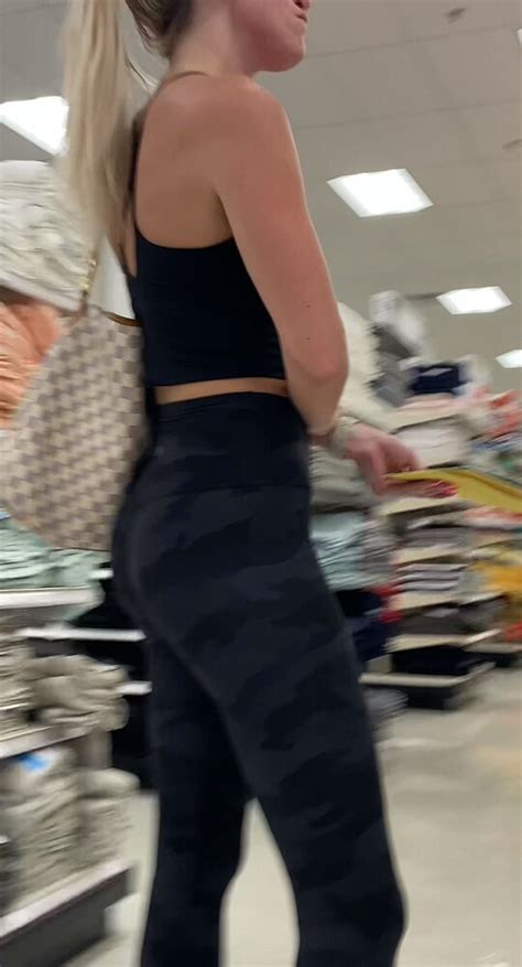 Skinny Blonde With Perky Ass In Camo Leggings Spandex Leggings