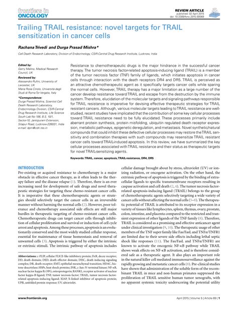 Pdf Trailing Trail Resistance Novel Targets For Trail Sensitization