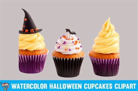 Watercolor Halloween Cupcakes Clipart Graphic By Nowtsboutique · Creative Fabrica