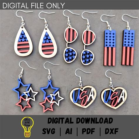 Th Of July Earring Svg Bundle Set Of Patriotic Earrings Digital