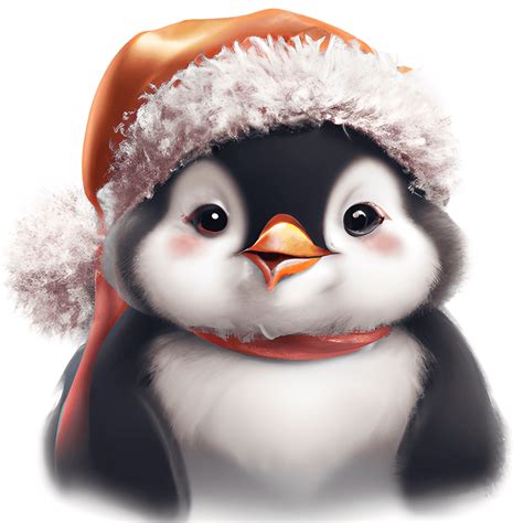 Stunning Rendition Of A Whimsical Cute Christmas Kawaii Puffy Penguin