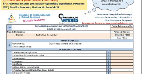 Consultas De Inter S Dgi Formato En Excel De La Declaraci N Anual Del