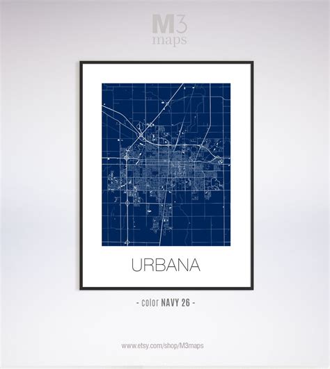 Urbana Illinois Urbana IL Map Urbana Map Urbana Print - Etsy