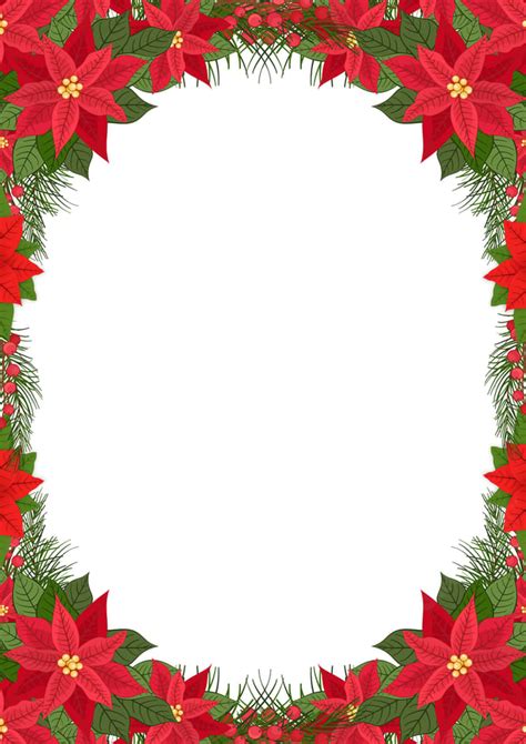 Paper Border With Christmas Poinsettia Design Page Border Background