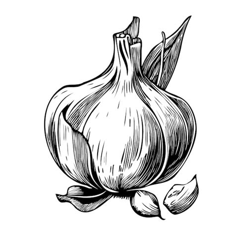 Knoblauch Gem Se Skizze Handgezeichnet Im Doodle Stil Premium Vektor