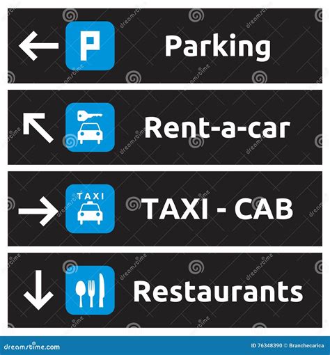 Set Of Airport Signs With Logo And Direction Which Is Often Used Around