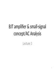 Lecture Eii Ama Ac Analysis Ppt Bjt Amplifier Small Signal