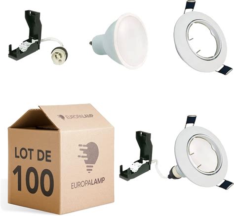 Europalamp 100 Focos Empotrables Orientables Blanco Con GU10 LED De 7