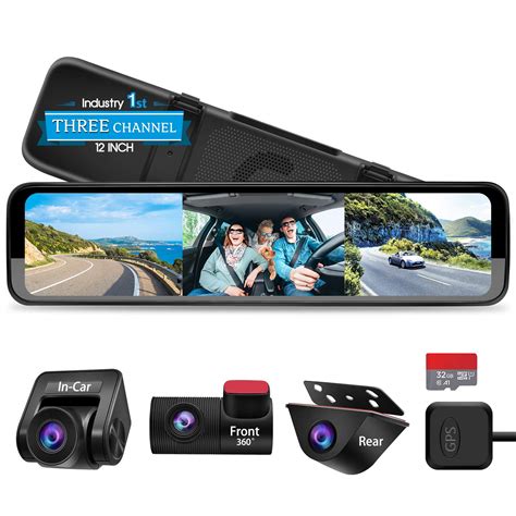 Buy PORMIDO Triple Mirror Dash Cam 12 With Detached Front And In Car