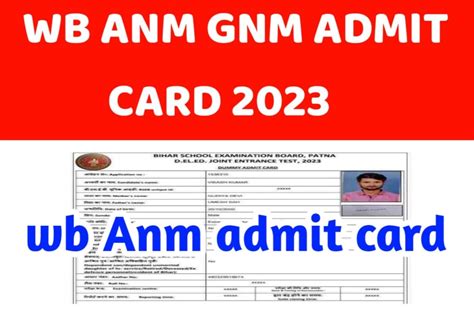 Wb Anm Gnm Admit Card 2023 Check Your Admit Card Link Active Now