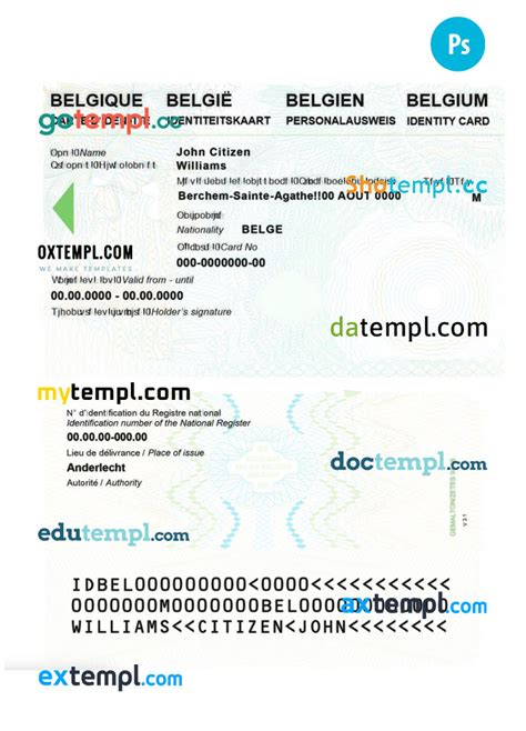 Belgium Identity Card PSD Template Completely Editable