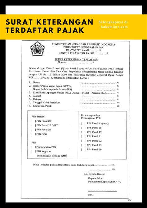 Surat Keterangan Terdaftar Pajak Contoh Surat