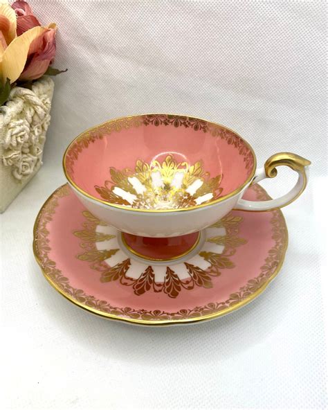 Aynsley Sockel Rosa Teetasse Set Etsy Sterreich